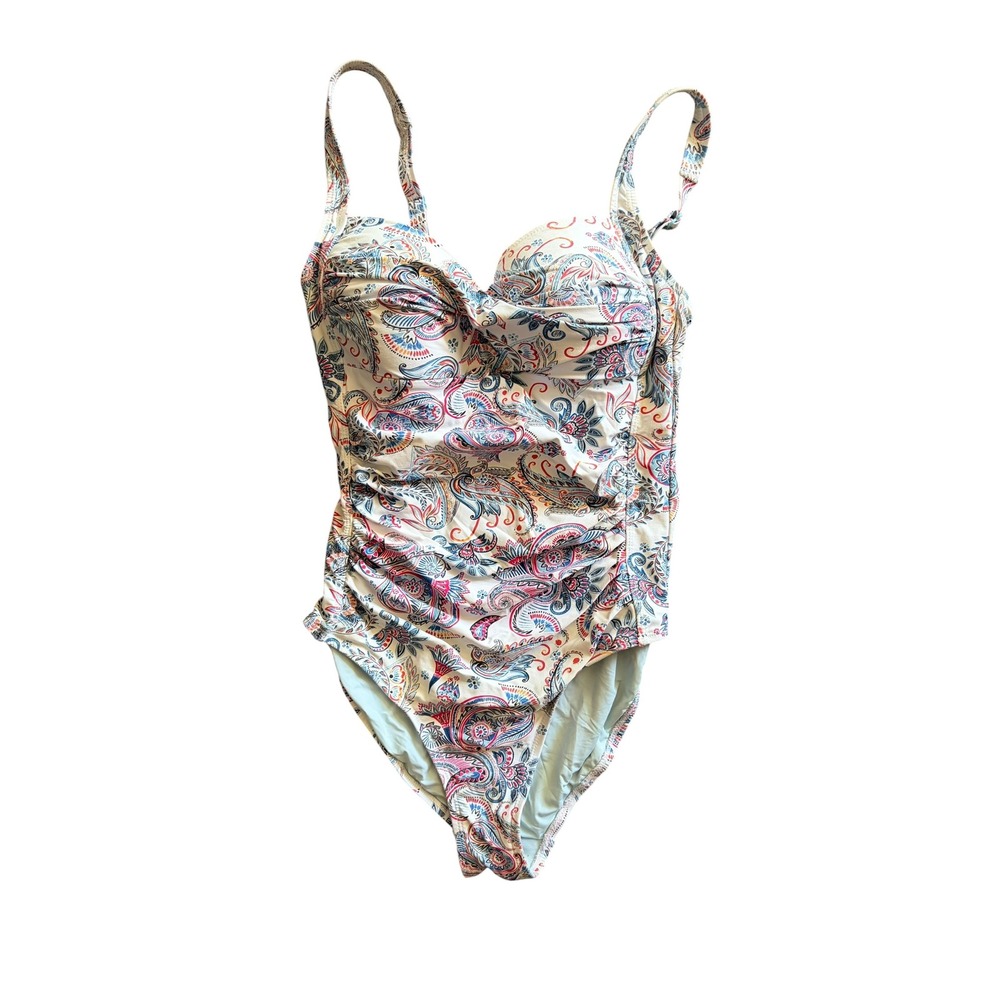 Nip Tuck White Amanda Paisley one piece swimsuit SZ 6